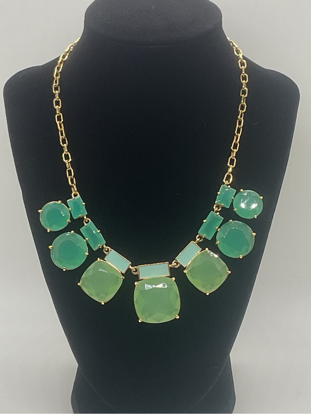 kate spade Cause a Stir Gold-Tone Necklace with Green Faceted Stones
